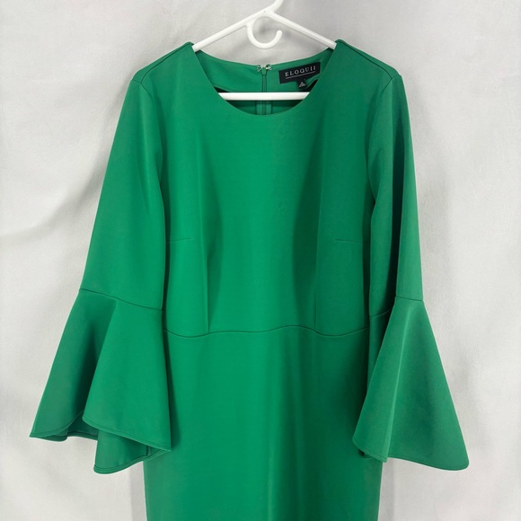 Eloquii Ultramarine Green Flare Sleeve Scuba Dress size 18 Plus Size Knee Length - Picture 5 of 12
